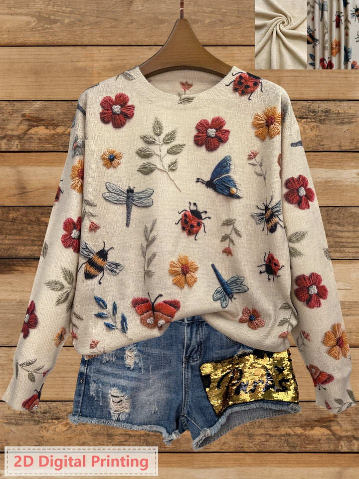 Meredith | Botanisk Tryck Crew Neck Tröja