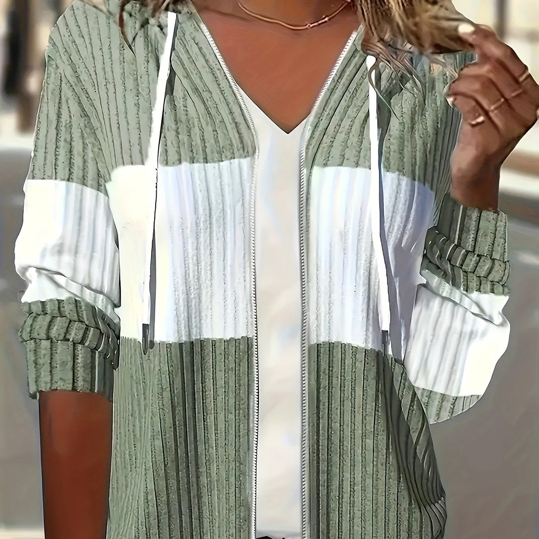 Tamara | Texturerad Huva Zip Jacka
