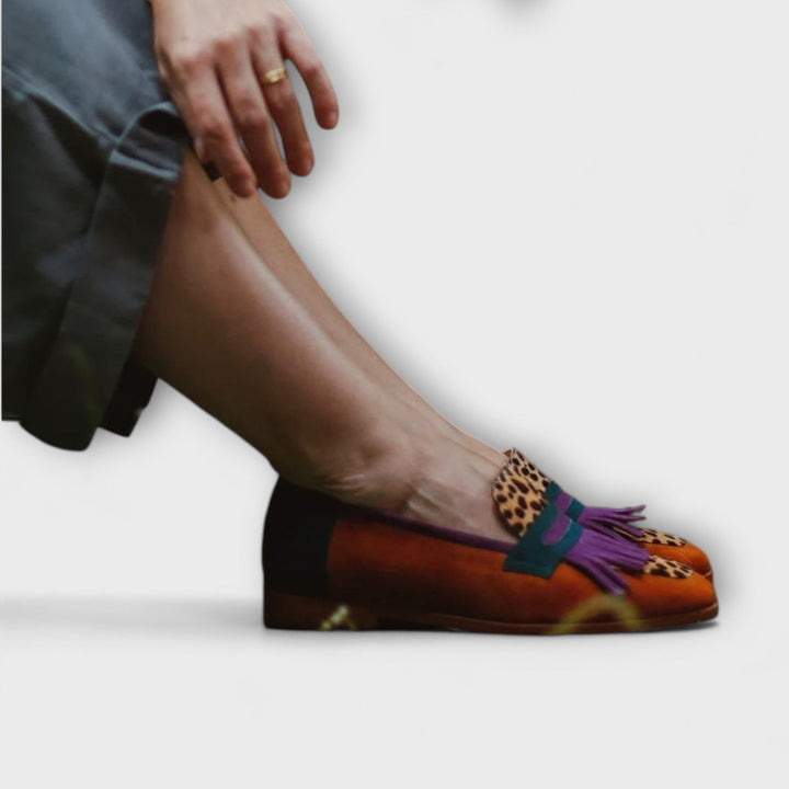Fallon | Stilig flerfärgad leopardmönstrad loafers