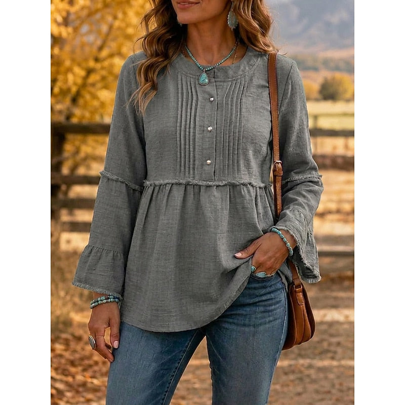 Bethany | Pintuckad Peplum Blus