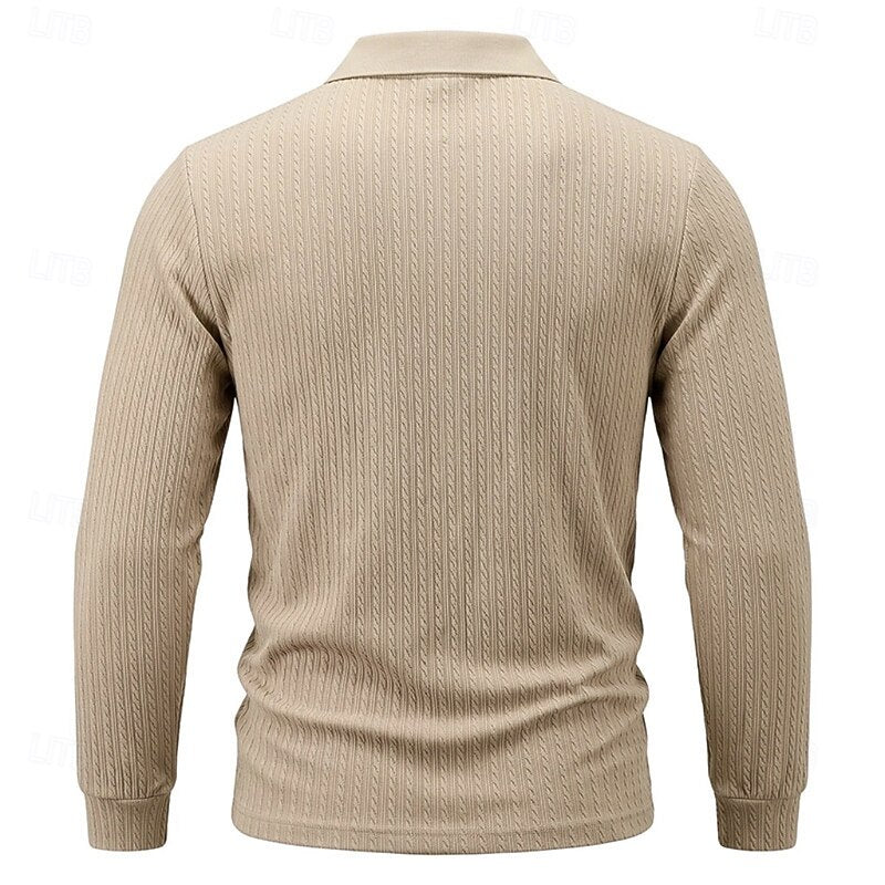 Bryson | Texturerad Quarter-Zip Polo Skjorta