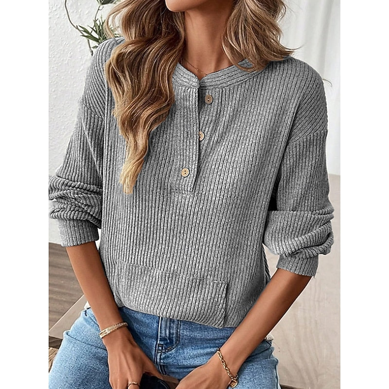 Nadia | Ribbade Knapp-Henley Topp