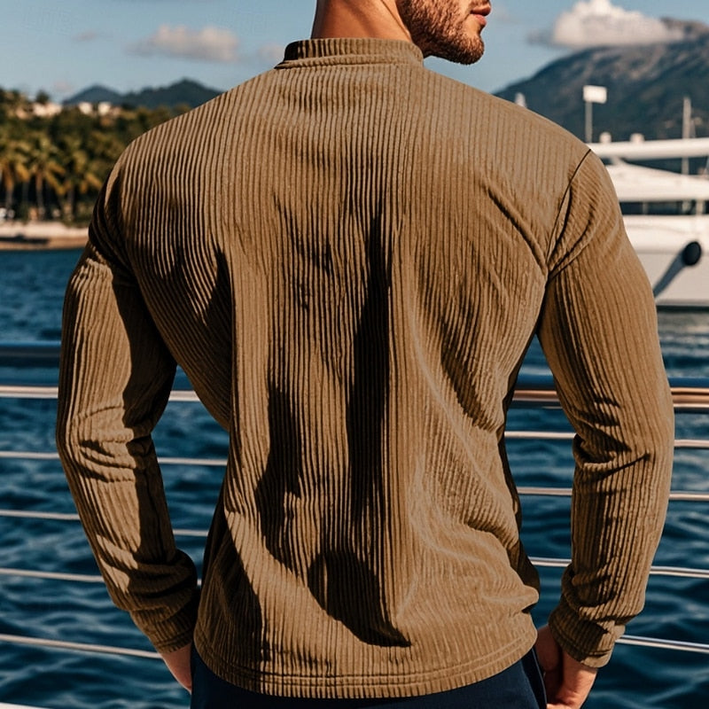 Foster | Ribbad långärmad Henley-skjorta