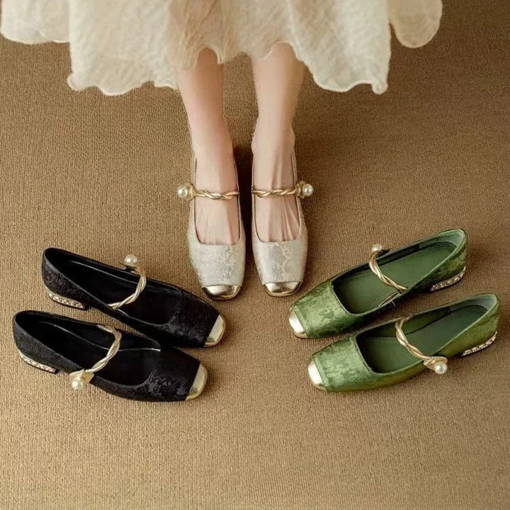 Daisy | Vintage Flätad Pärlrem Skor