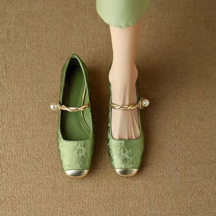 Daisy | Vintage Flätad Pärlrem Skor