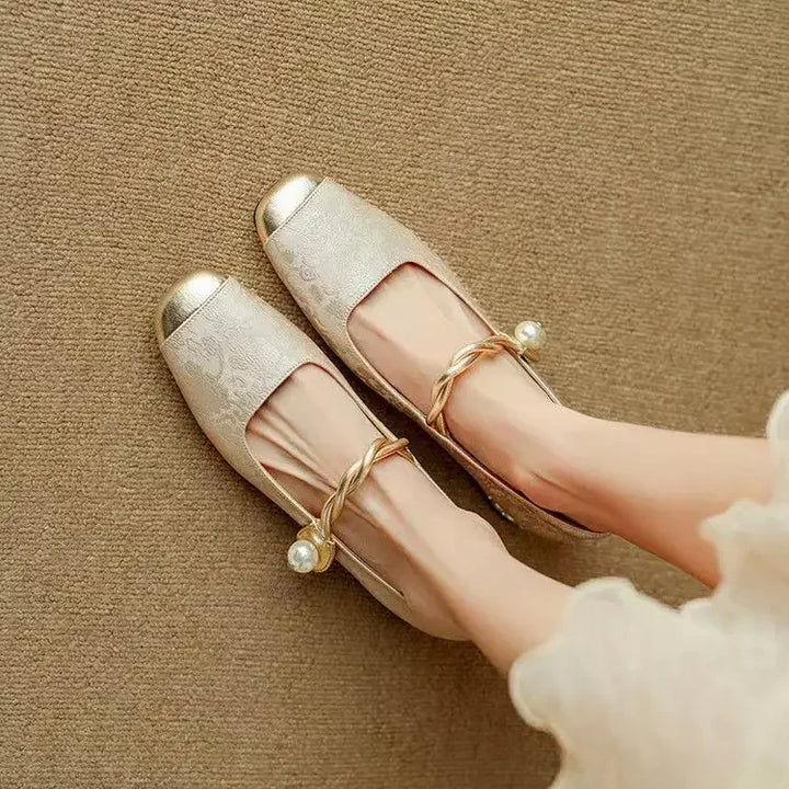 Daisy | Vintage Flätad Pärlrem Skor