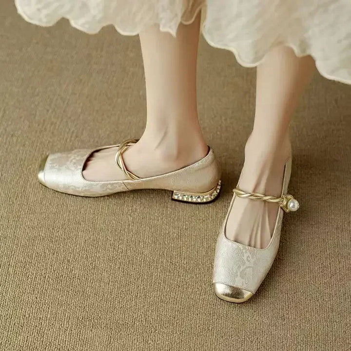 Daisy | Vintage Flätad Pärlrem Skor