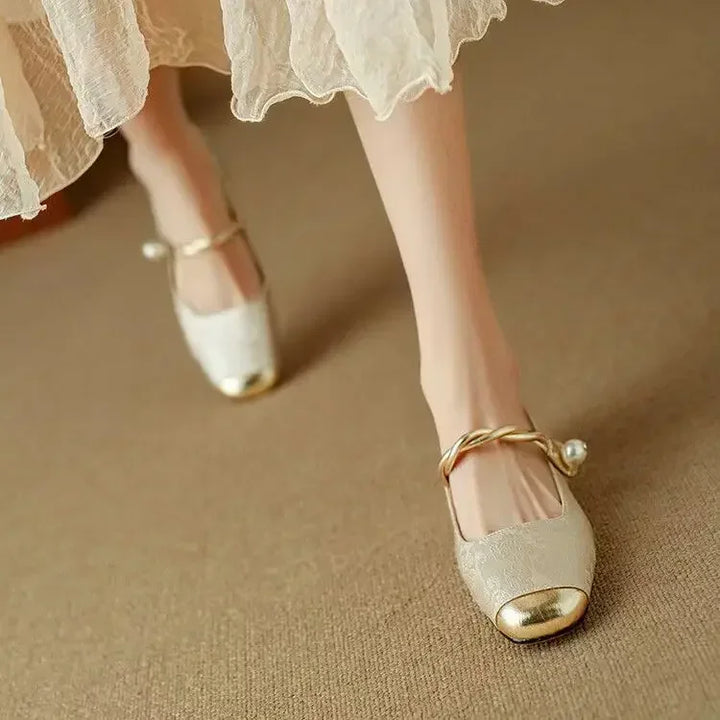Daisy | Vintage Flätad Pärlrem Skor