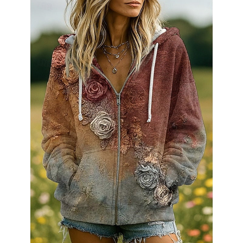 Iris | Naturtryck Zip-Up Hoodie