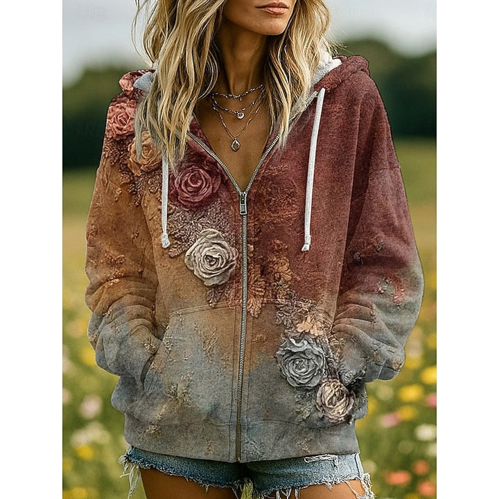 Iris | Naturtryck Zip-Up Hoodie
