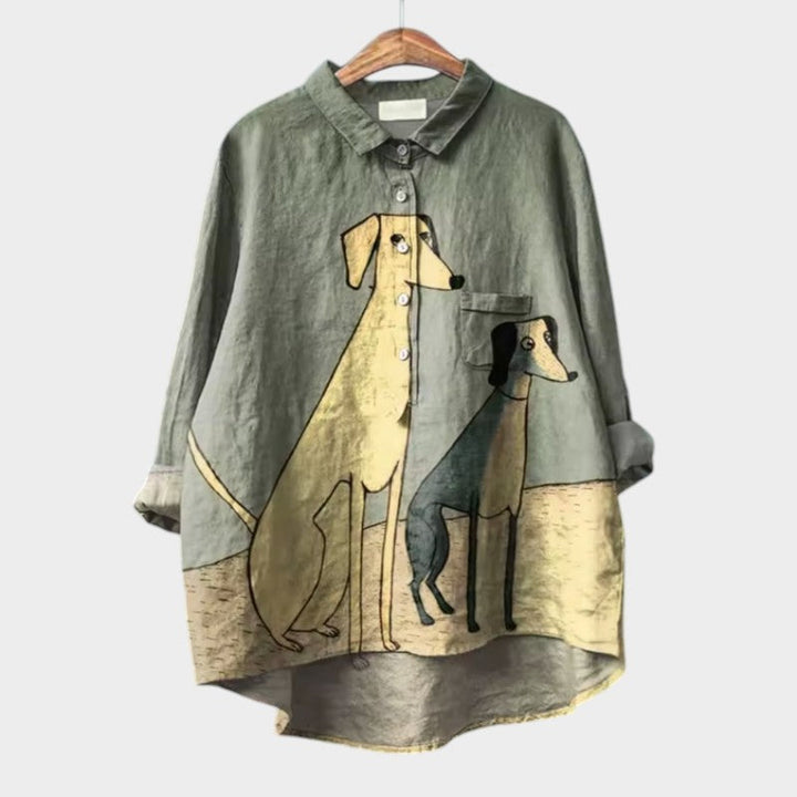 Briar | Stilig Blus med Hundtryck