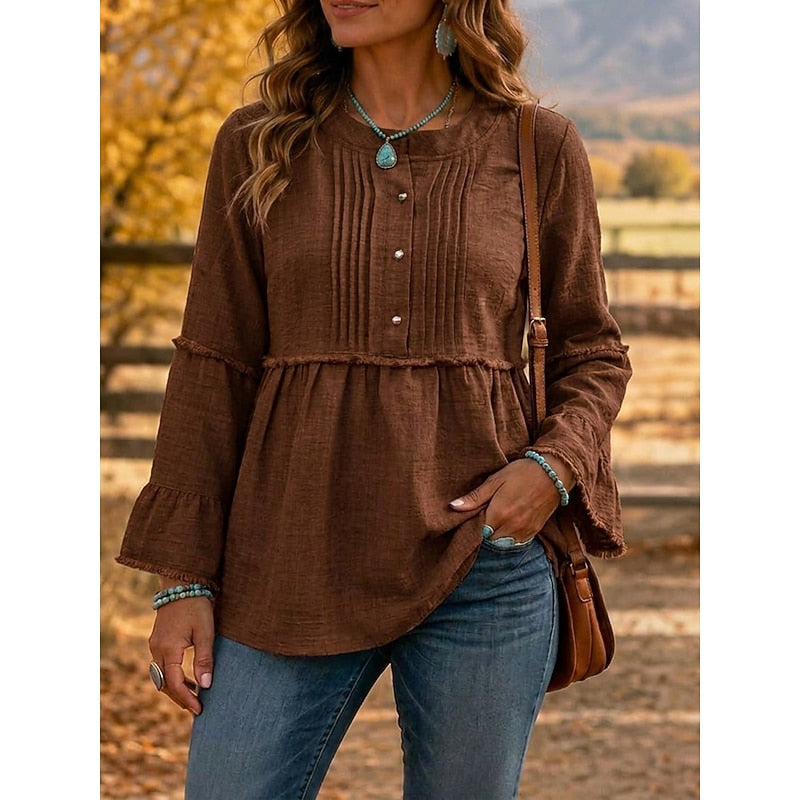 Bethany | Pintuckad Peplum Blus