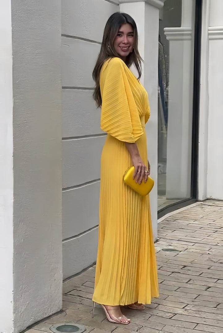 Veronica | Stilren Plisserad Elegant Maxiklänning