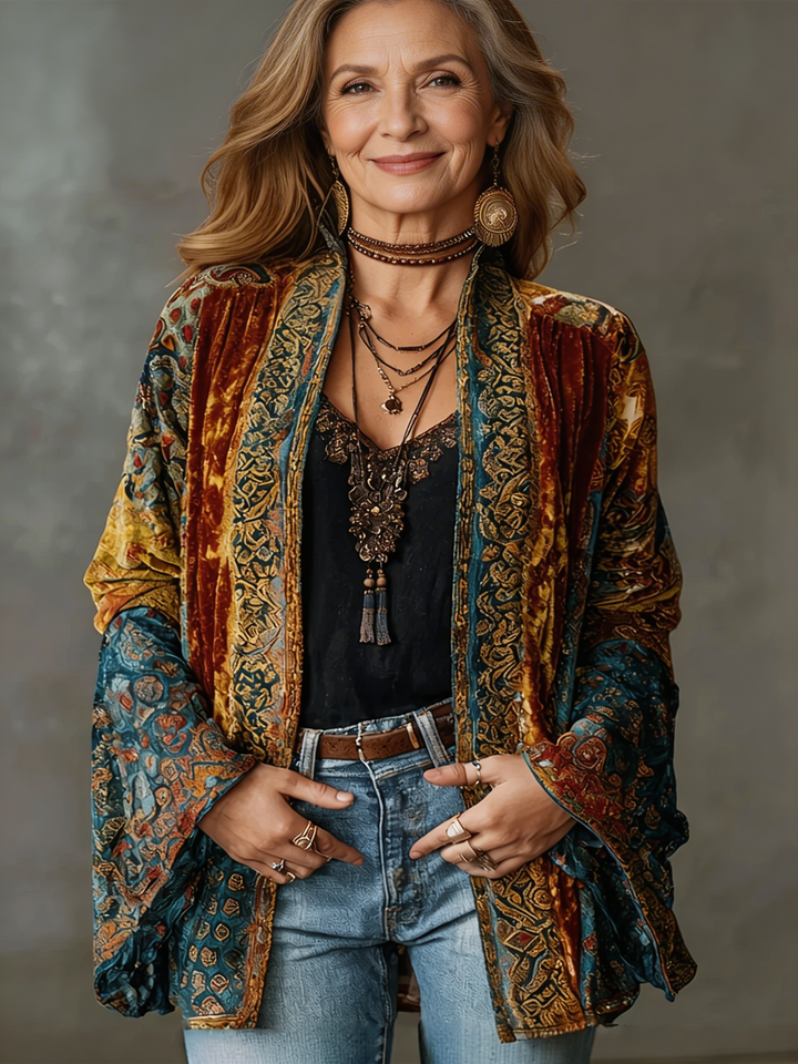 Amelie | Stilig Velvet-Touch Bohemisk Cardigan