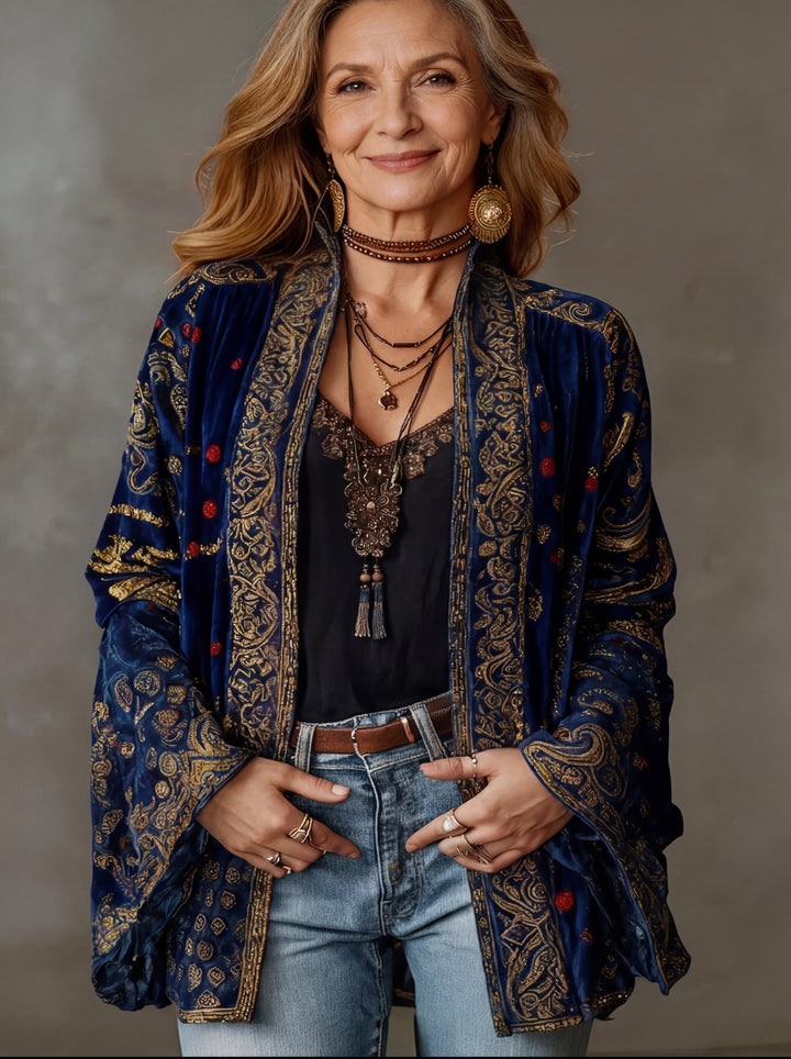 Amelie | Stilig Velvet-Touch Bohemisk Cardigan