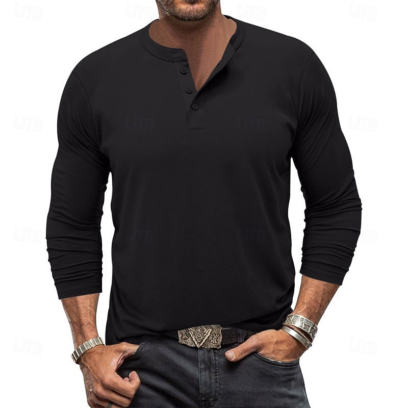 Grant | Klassisk Button-Neck Henley Skjorta