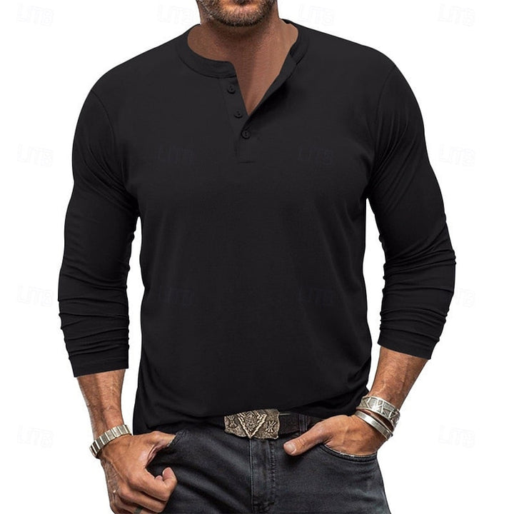 Grant | Klassisk Button-Neck Henley Skjorta