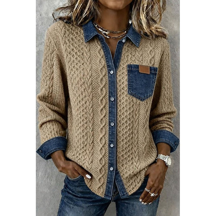 Genevieve | Texturerad Panel Knapp-up Skjorta