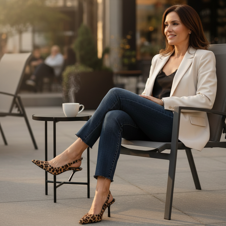 Isabriella | Leopardmönstrade Slingback Blockklackar