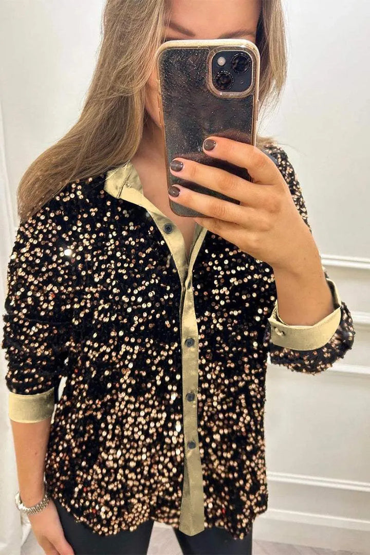 Claudia | Elegant Shimmer Krage Skjorta