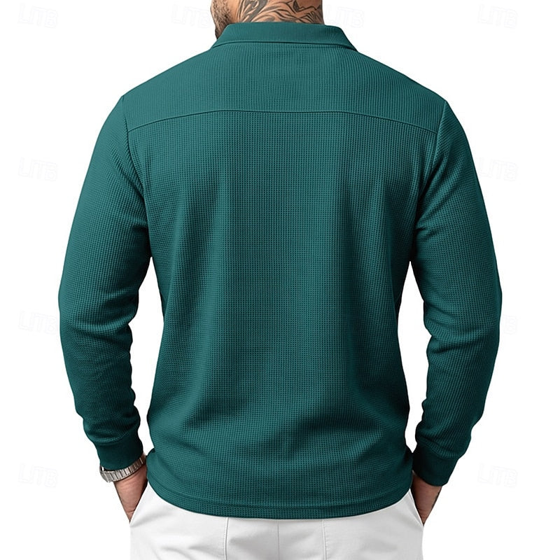 Chandler | Texturerad långärmad polo