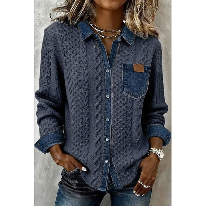 Genevieve | Texturerad Panel Knapp-up Skjorta