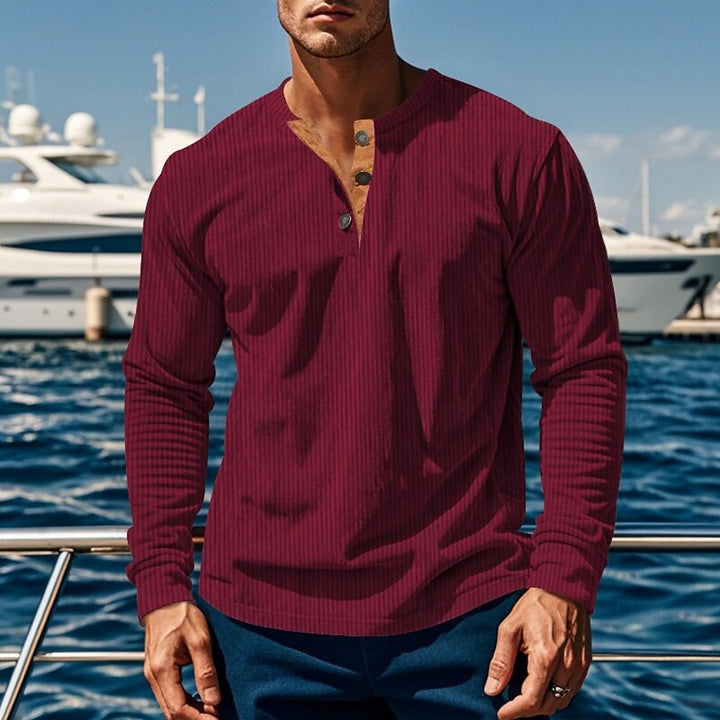 Foster | Ribbad långärmad Henley-skjorta