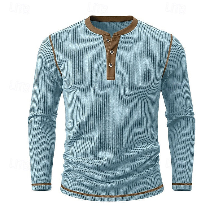 Owen | Ribbad långärmad Henley-tröja