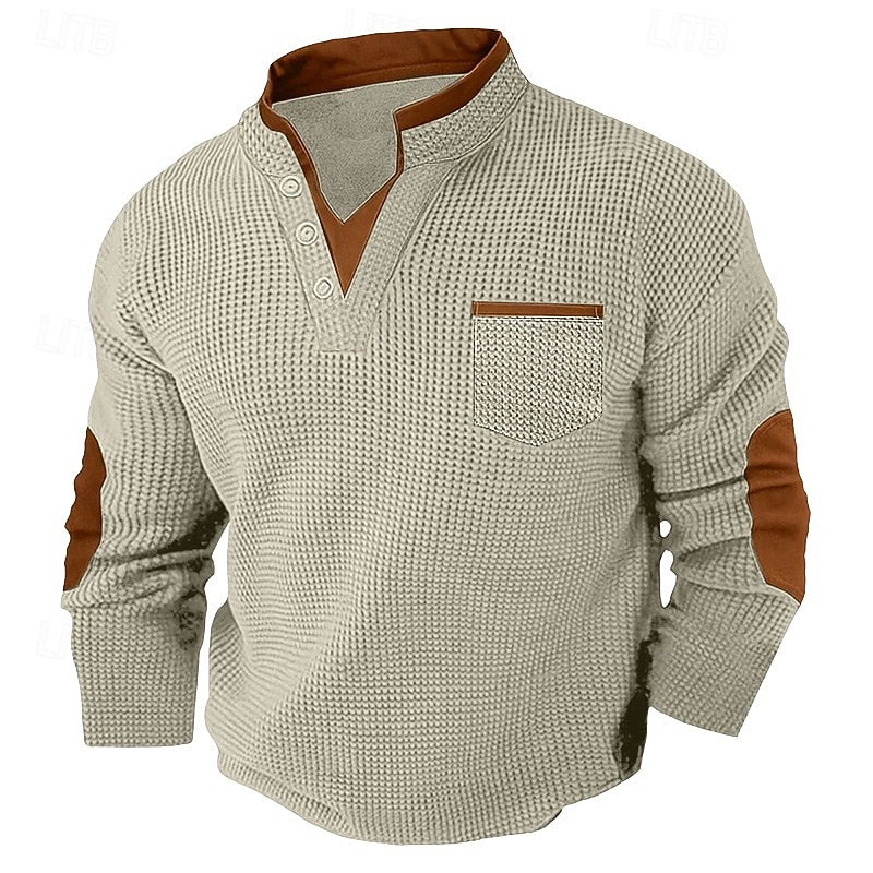 Harlan | Texturerad långärmad Henley-skjorta