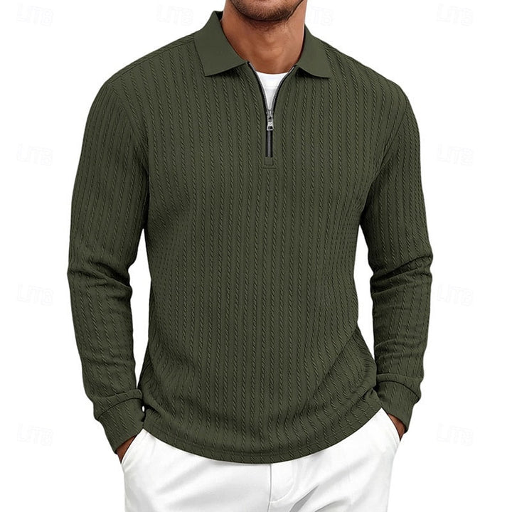 Bryson | Texturerad Quarter-Zip Polo Skjorta