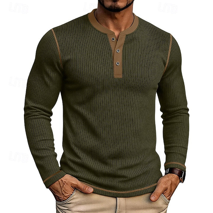 Owen | Ribbad långärmad Henley-tröja