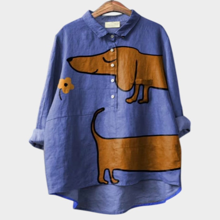 Briar | Stilig Blus med Hundtryck