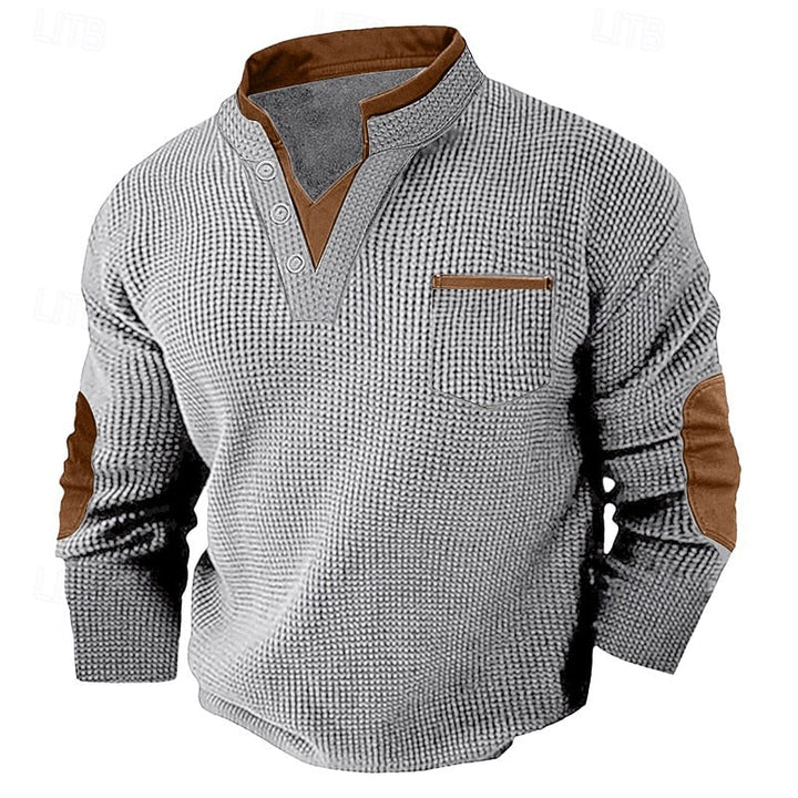 Harlan | Texturerad långärmad Henley-skjorta