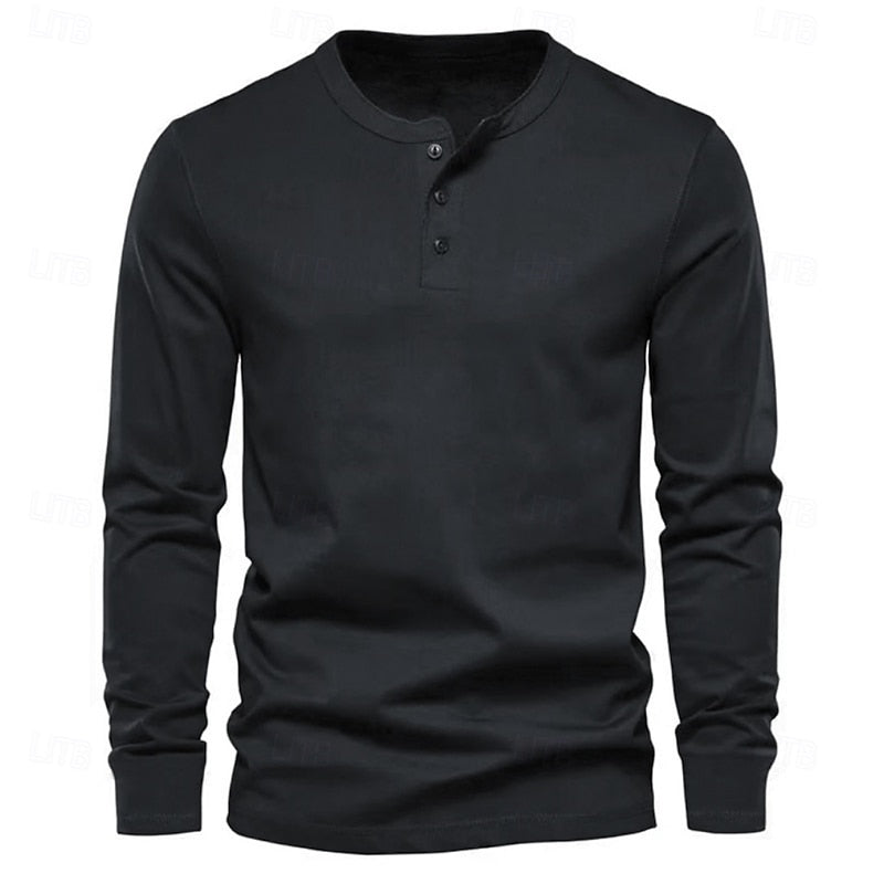 Grant | Klassisk Button-Neck Henley Skjorta