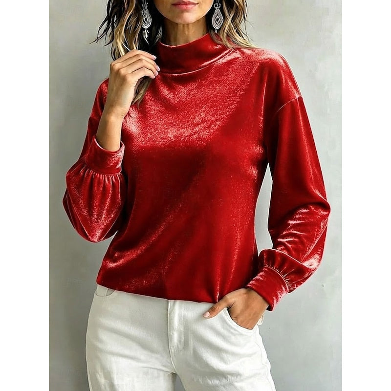 Belinda | Elegant Mock Neck Blus