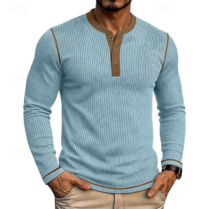 Owen | Ribbad långärmad Henley-tröja