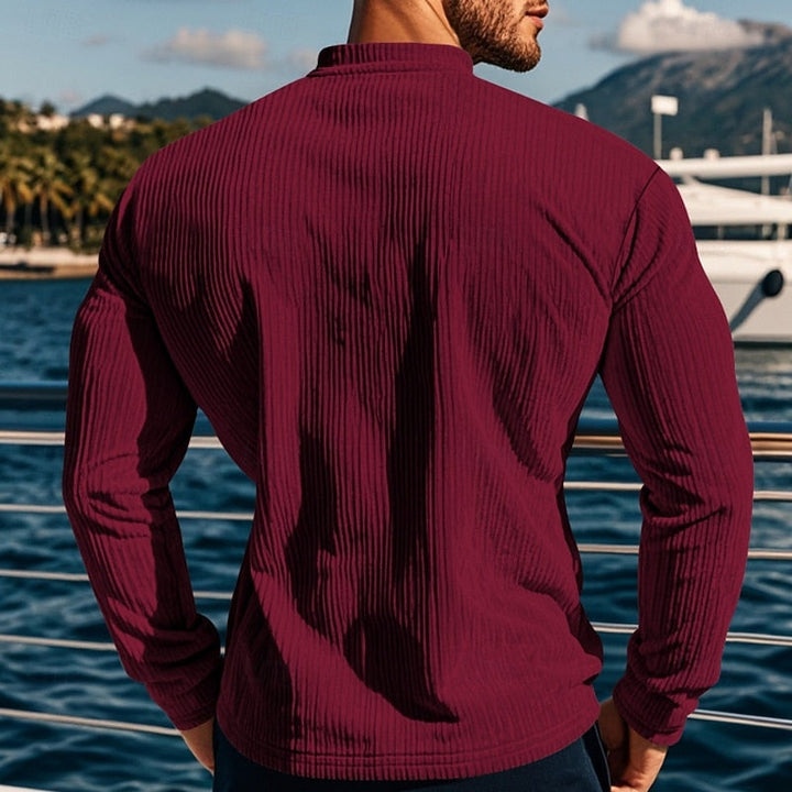 Foster | Ribbad långärmad Henley-skjorta