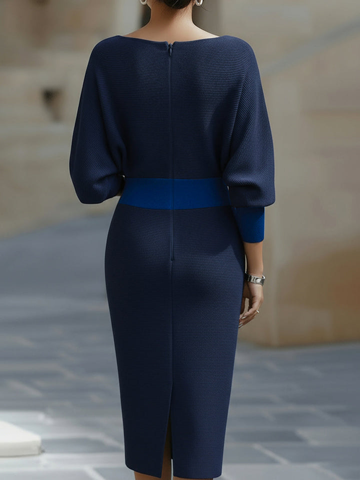 Liora | Elegant Draped Batwing Midi Klänning