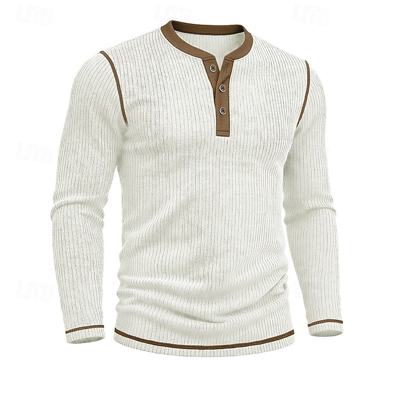 Owen | Ribbad långärmad Henley-tröja