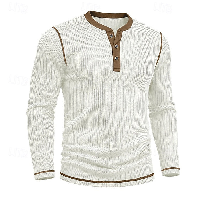 Owen | Ribbad långärmad Henley-tröja