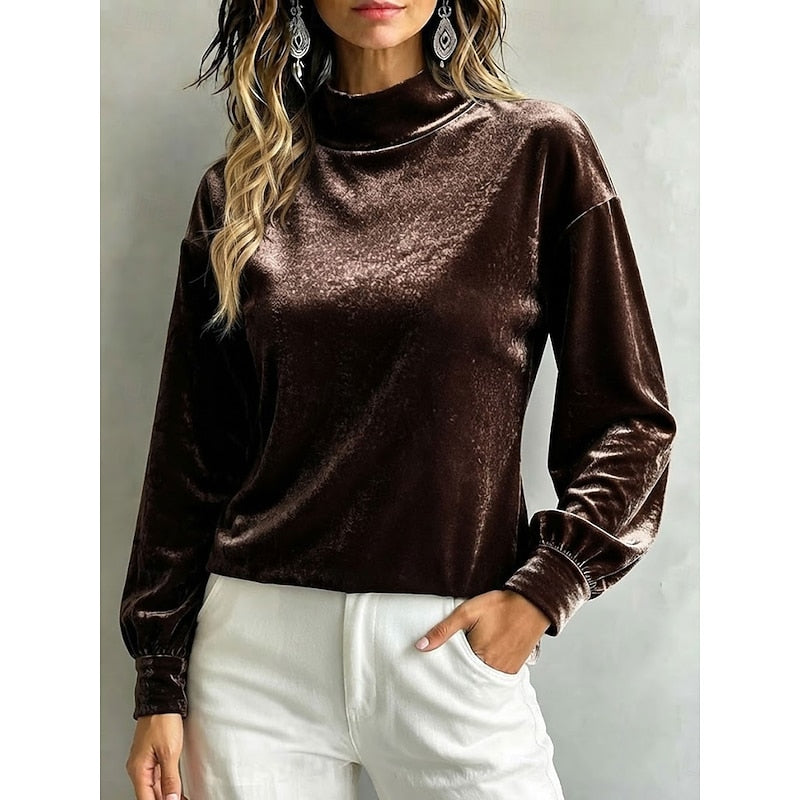 Belinda | Elegant Mock Neck Blus
