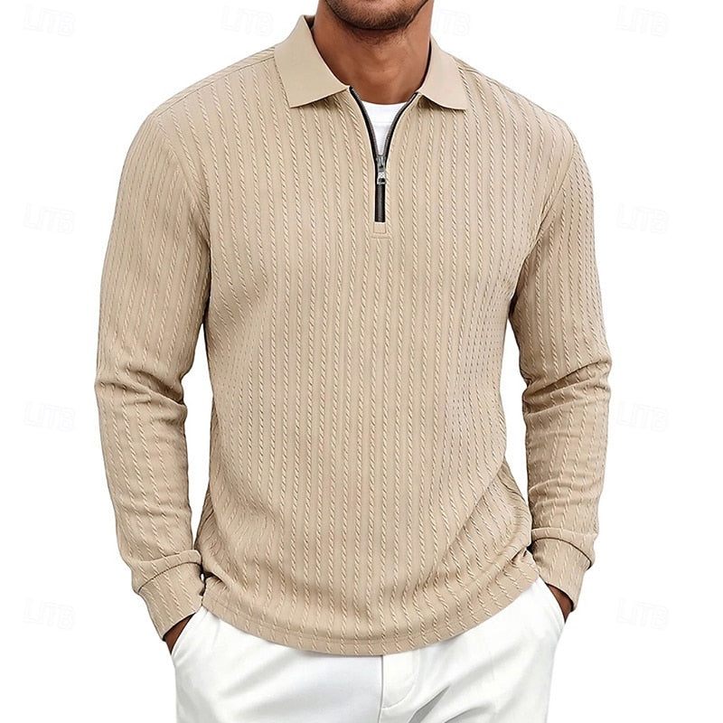 Bryson | Texturerad Quarter-Zip Polo Skjorta