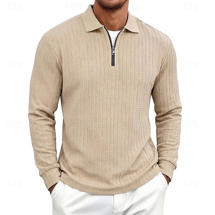 Bryson | Texturerad Quarter-Zip Polo Skjorta