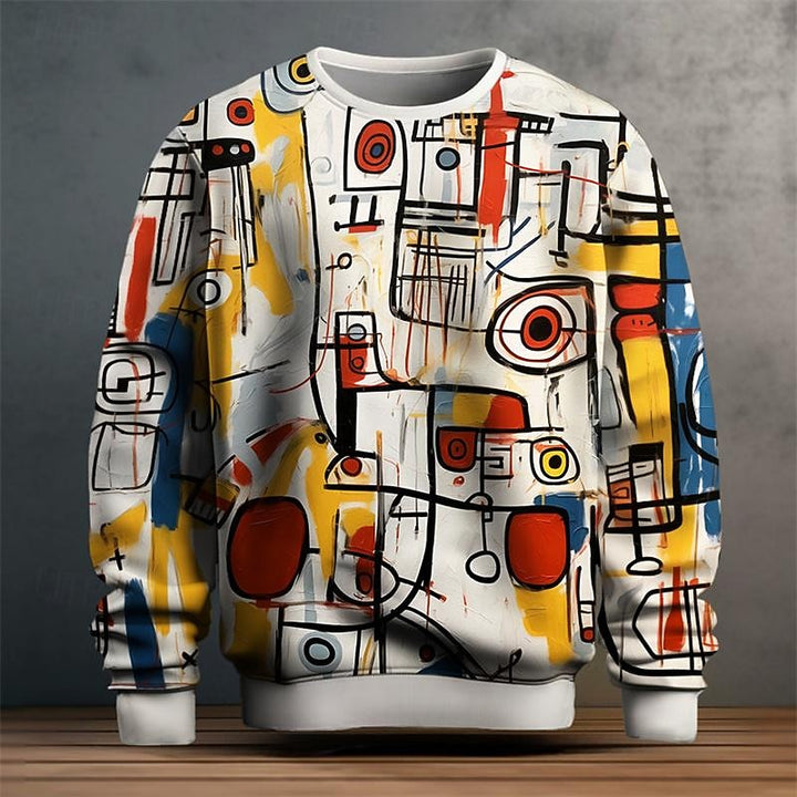 Grant | Konstnärlig Tryck Crew Neck Sweatshirt