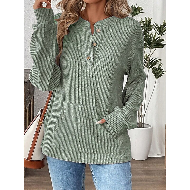 Nadia | Ribbade Knapp-Henley Topp