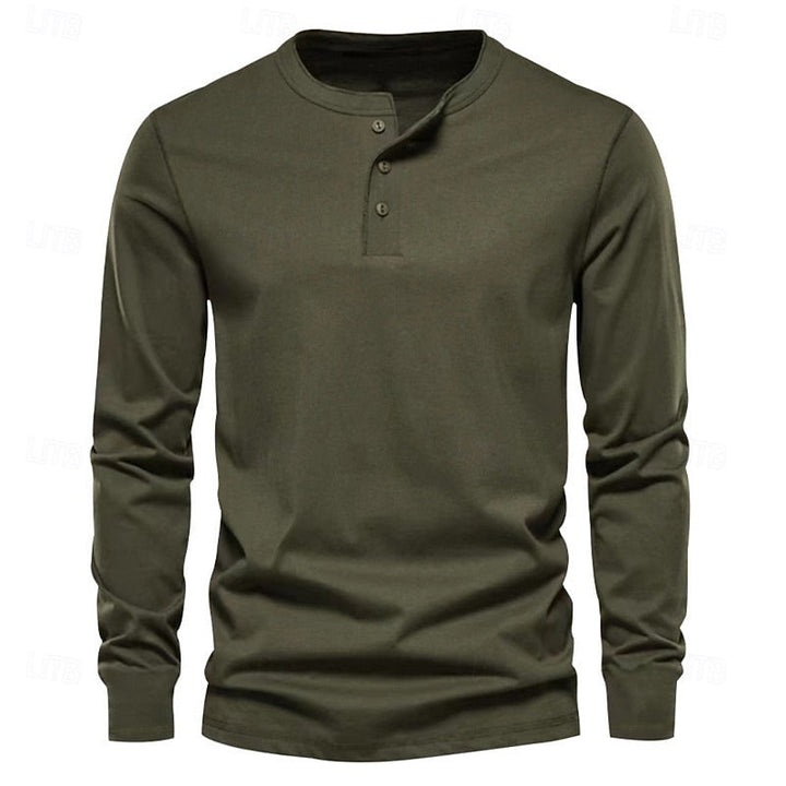 Grant | Klassisk Button-Neck Henley Skjorta