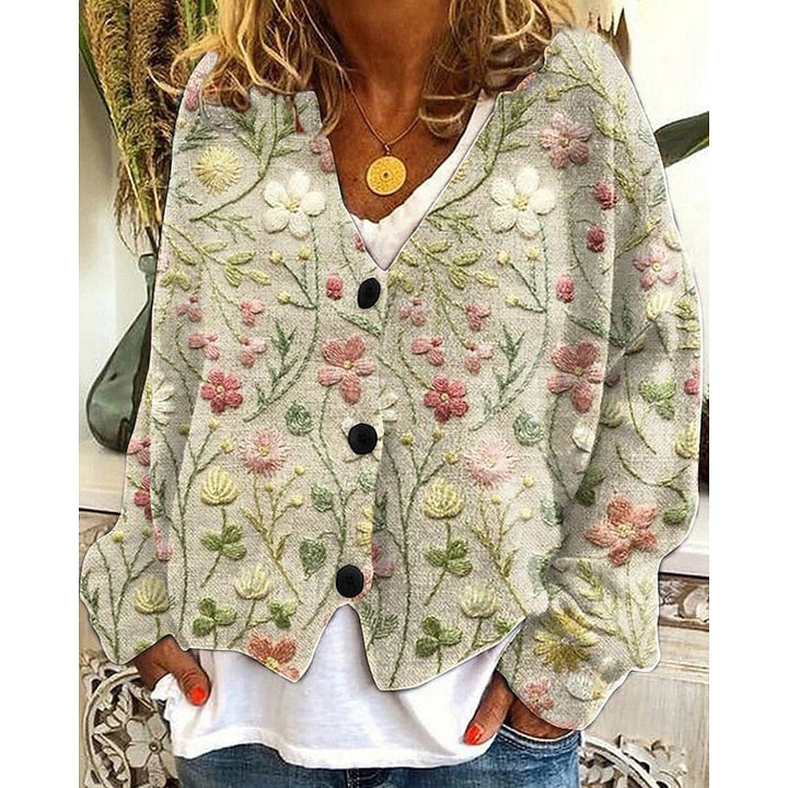 Greta | Blommig Öppen Framsidan Cardigan