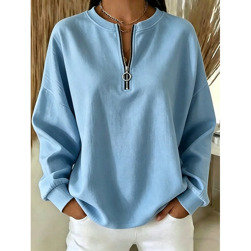 Delphine | Avslappnad Halv-Zip Sweatshirt