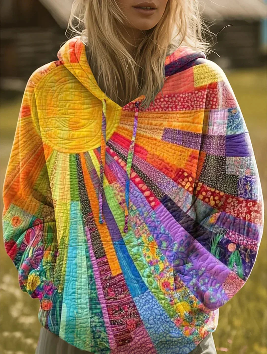 Suzanne | Strålande Patchwork Bohemisk Hoodie
