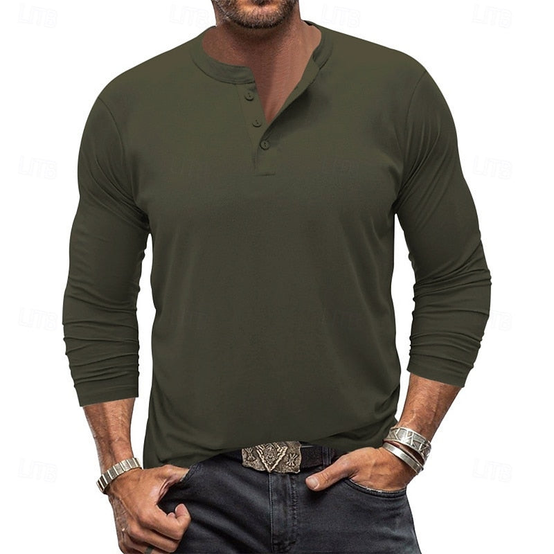 Grant | Klassisk Button-Neck Henley Skjorta